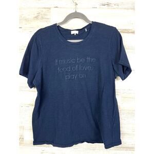 ECRU Women’s XL Blue Music Love Cotton Crew Neck Short Sleeve T Shirt